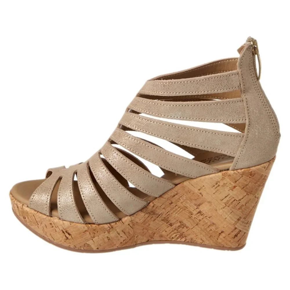 CORDANI Italy New Caged Wedge Sandal Strappy Gladiator Cork Platform Leather 40